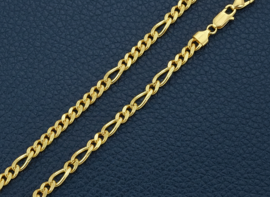 Gold Plated 925 Sterling Silver Figaro Cuban Chain 6mm