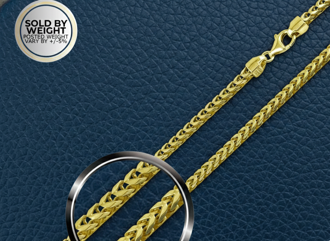 Gold Plated 925 Sterling Silver Franco Chain 3.5mm