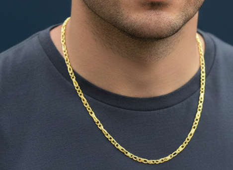 Gold Plated 925 Sterling Silver Figaro Cuban Chain 6mm