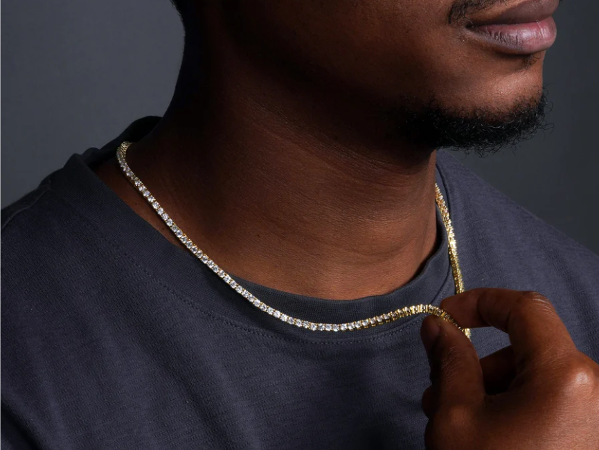 Gold Plated 925 Sterling Silver Round CZ Tennis Necklace 3mm